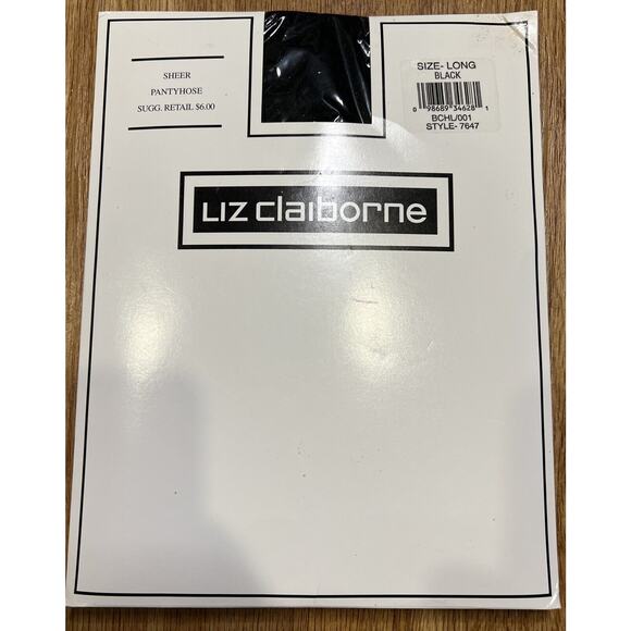 Liz Claiborne Sheer Pantyhose Size LONG Color Black Style 7647 - Picture 1 of 7